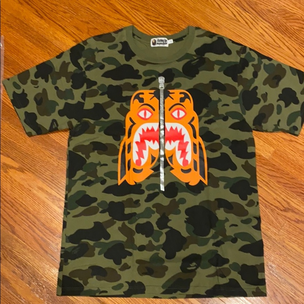 Bape green Camo militia tee